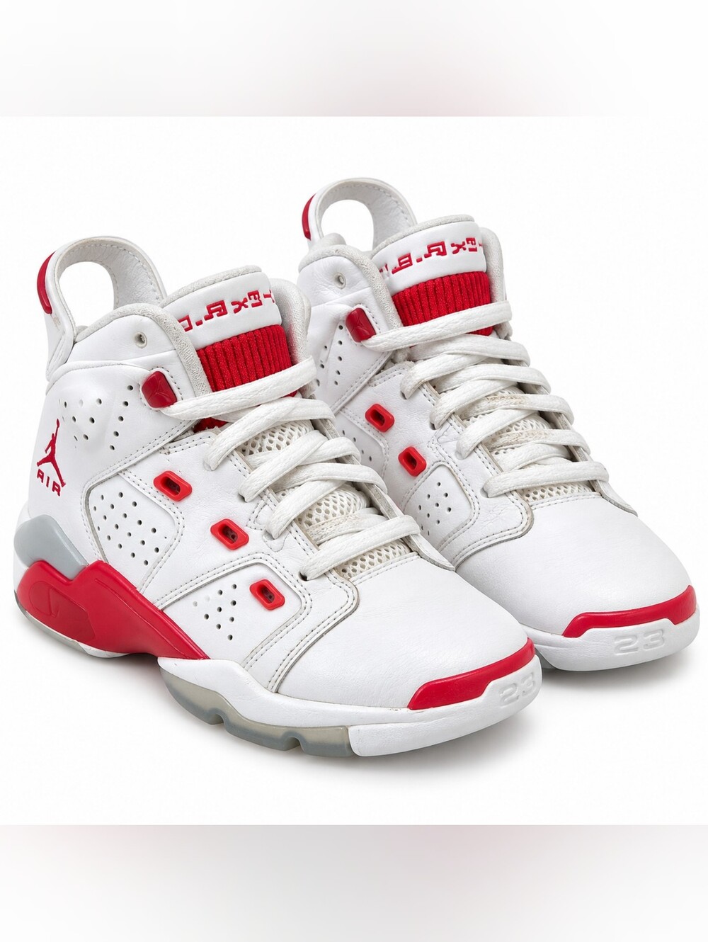 Jordan Kids White and Red High-Top Sneakers